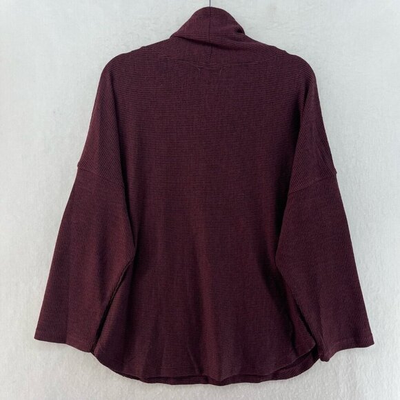 Max Studio Sweater Womens L Maroon Black Stripe Cowl Long Sleeve Pullover Preppy - Picture 2 of 12